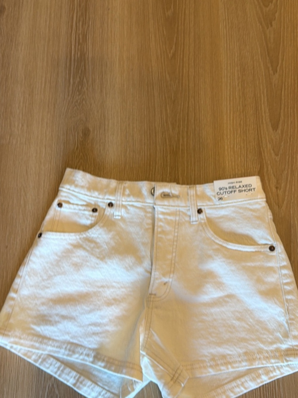 White High-Rise Cutoff Denim Shorts